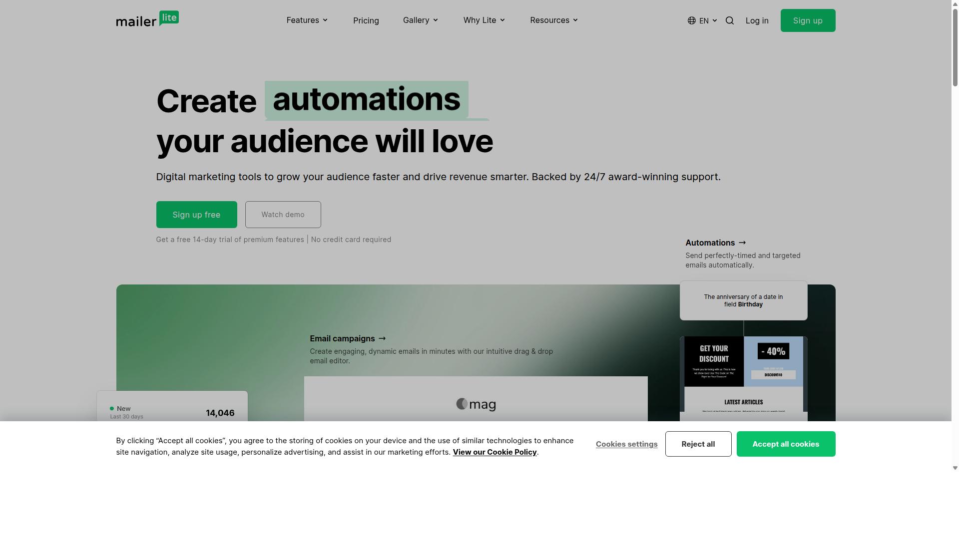 MailerLite website