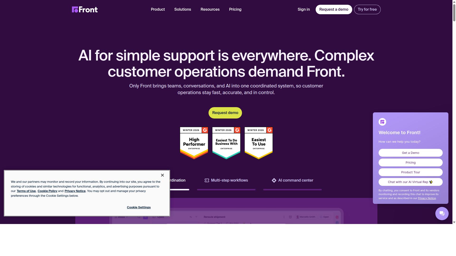 Front website
