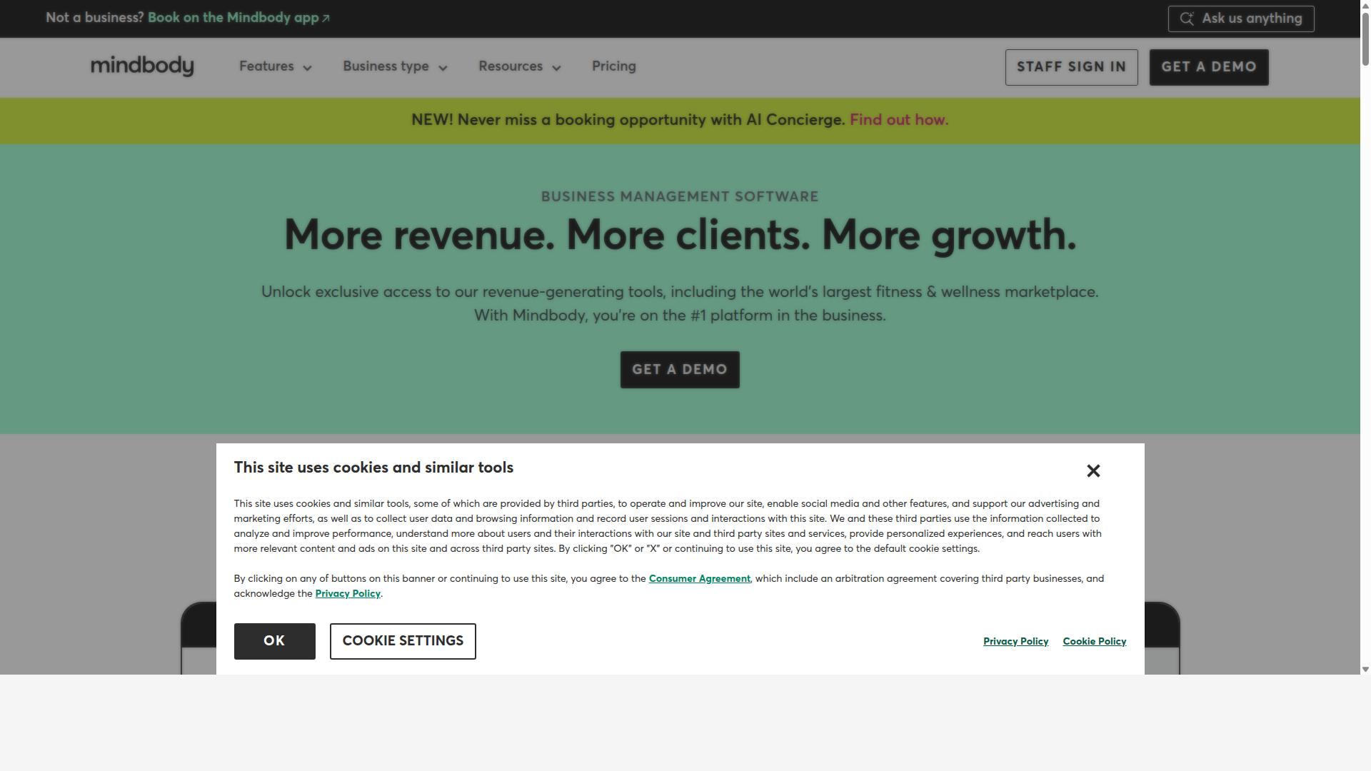 MINDBODY website