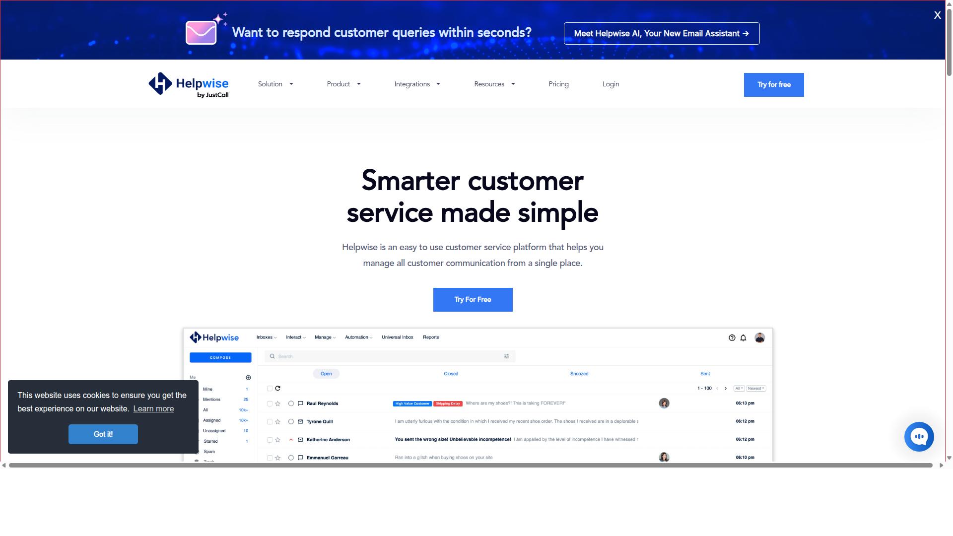 Helpwise website