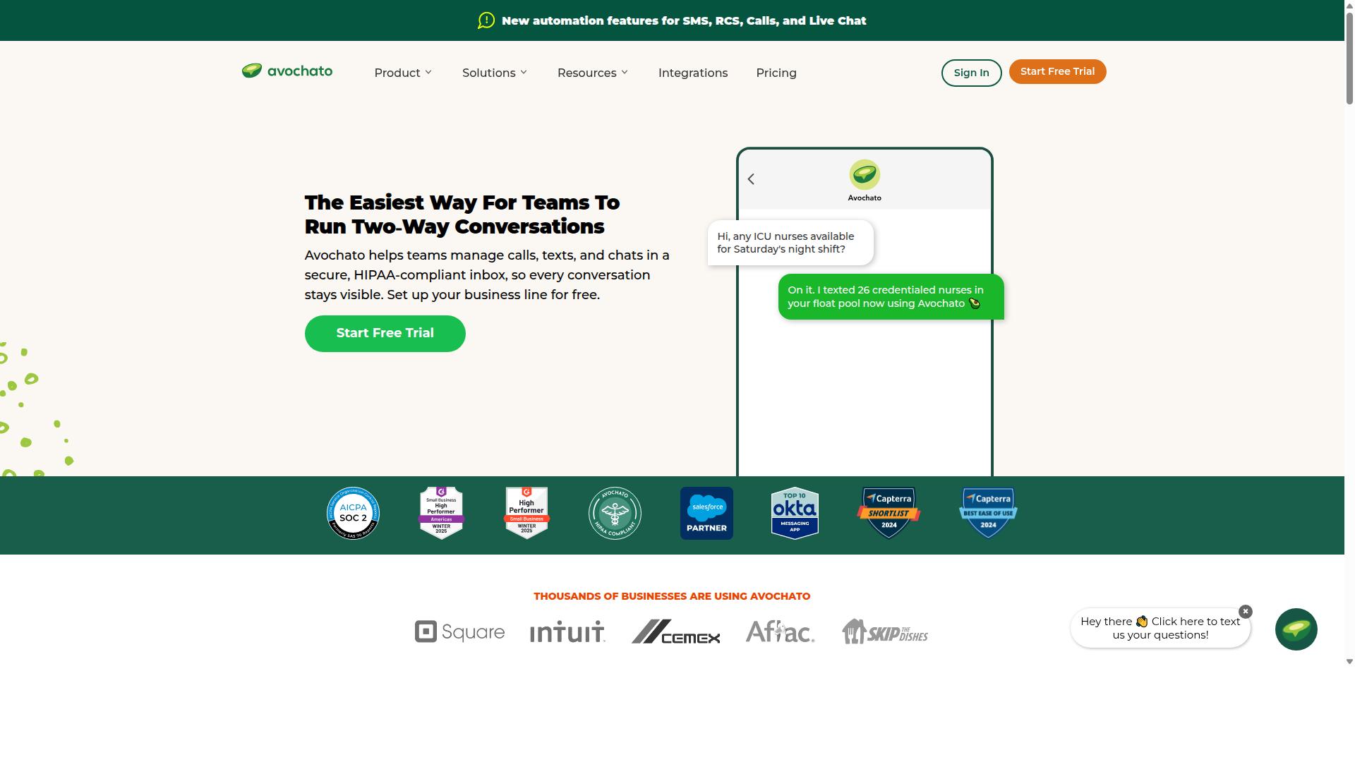 Avochato website