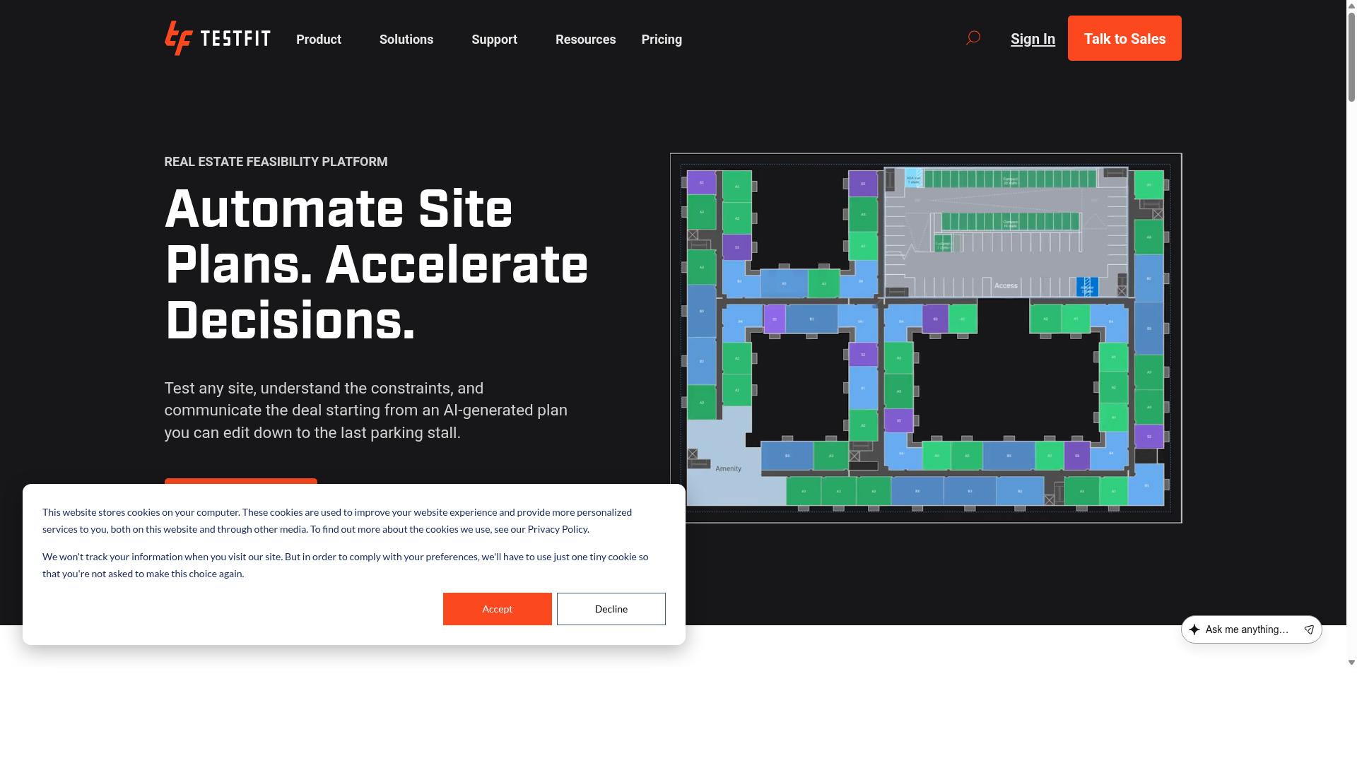 TestFit website