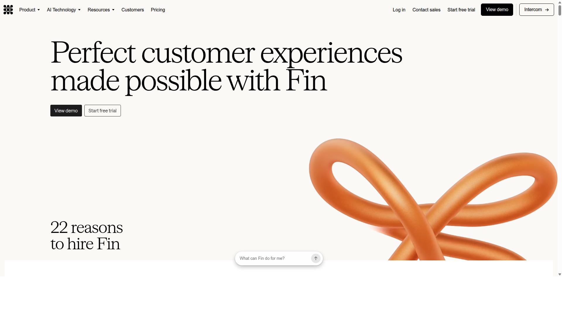 Intercom Fin website