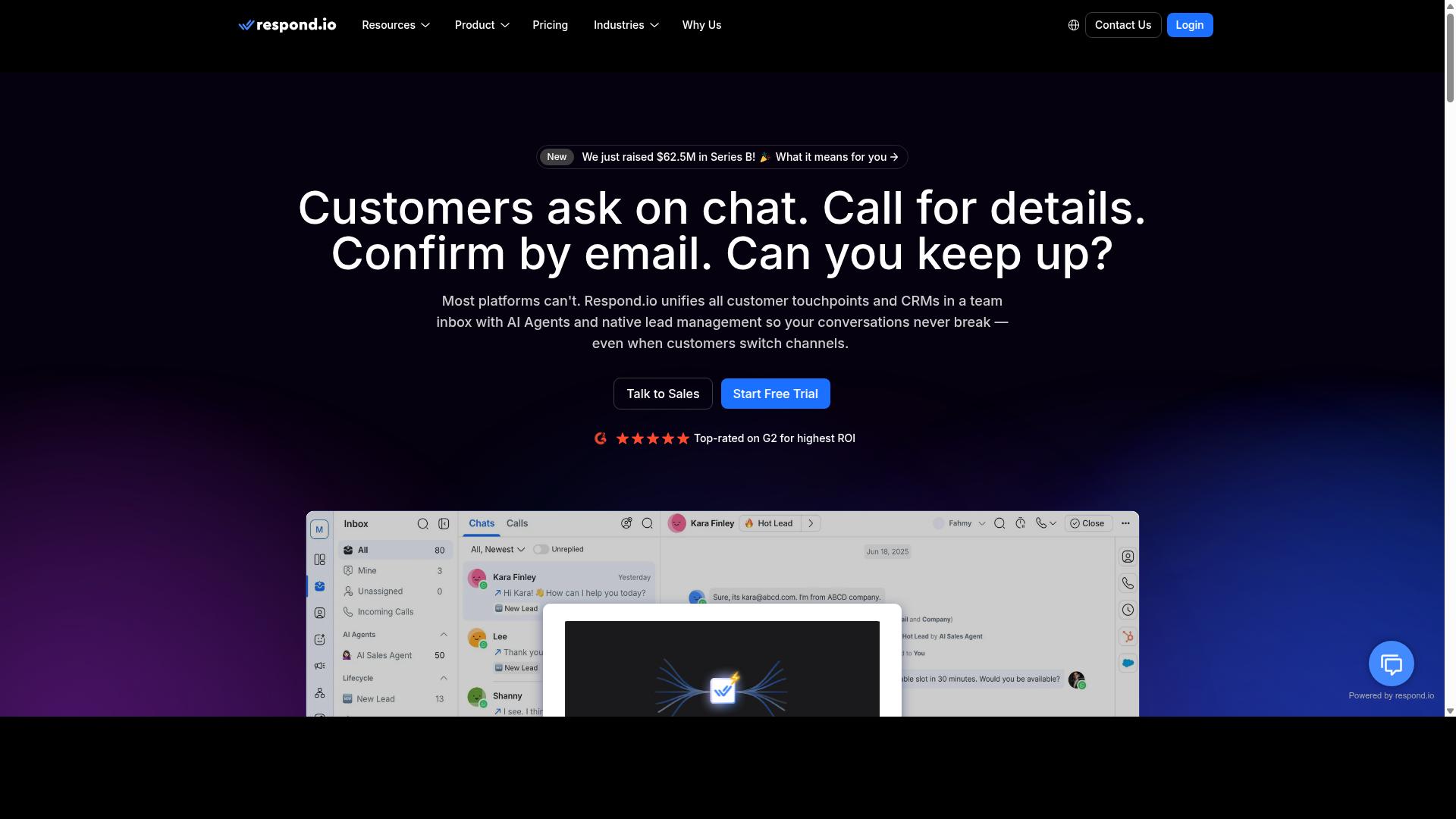 respond.io website
