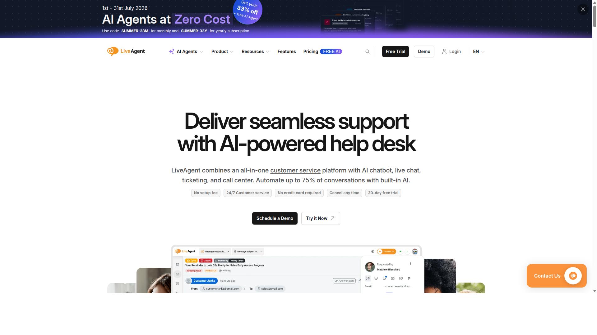 LiveAgent website