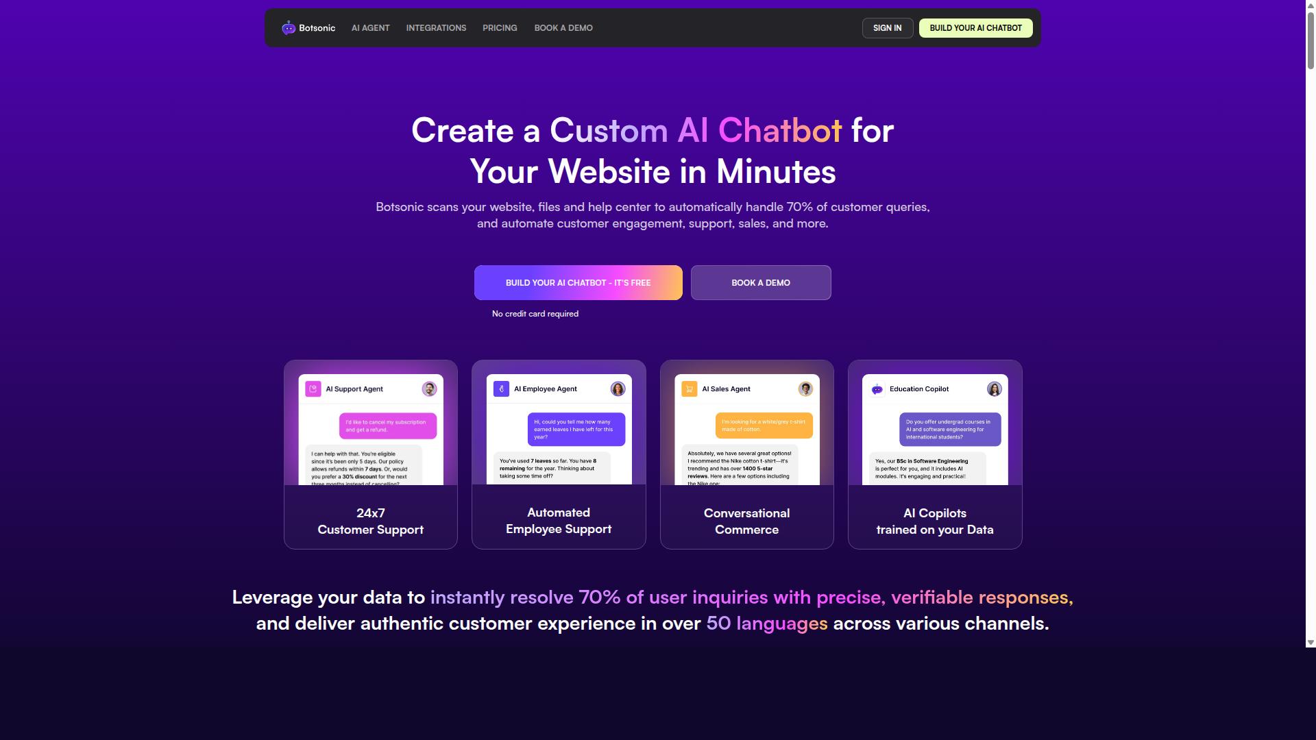 Botsonic website