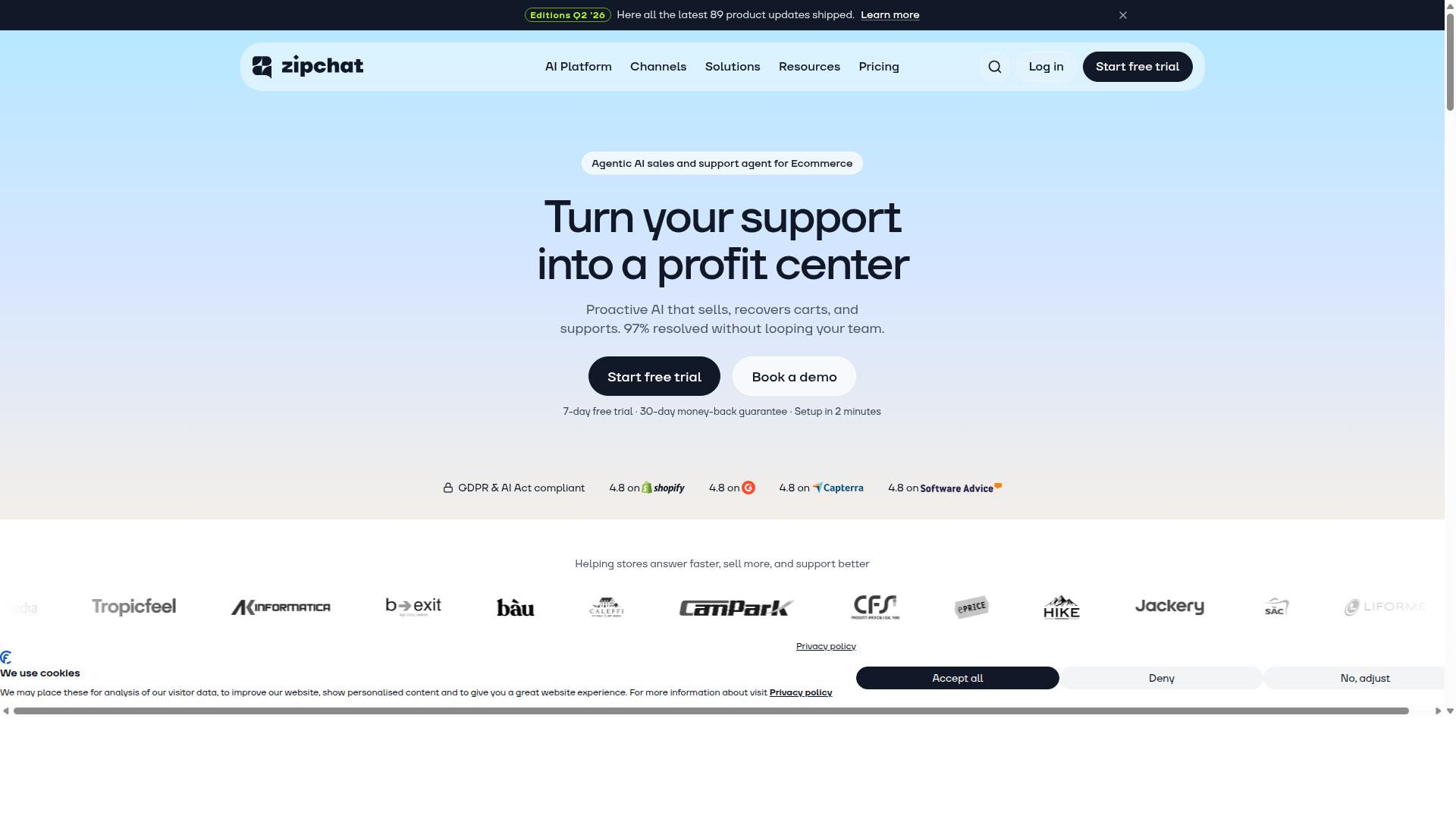 Zipchat website