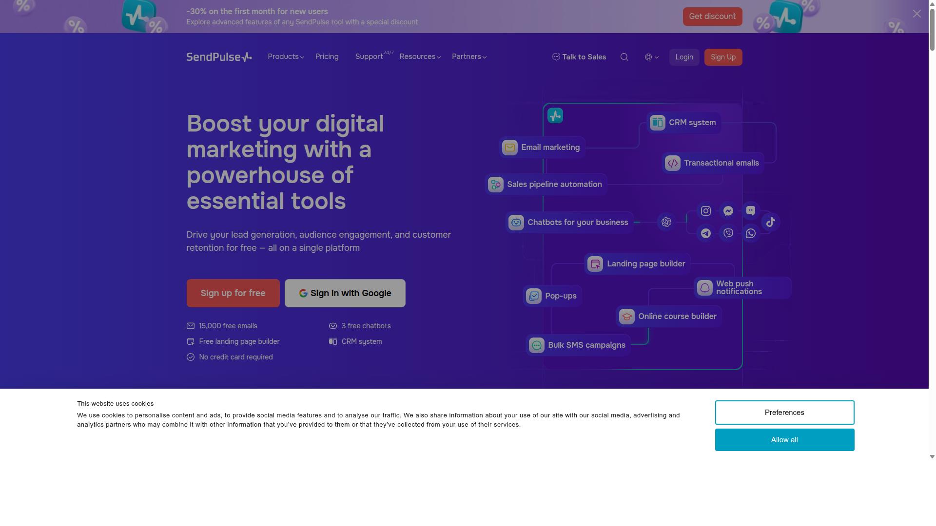SendPulse website