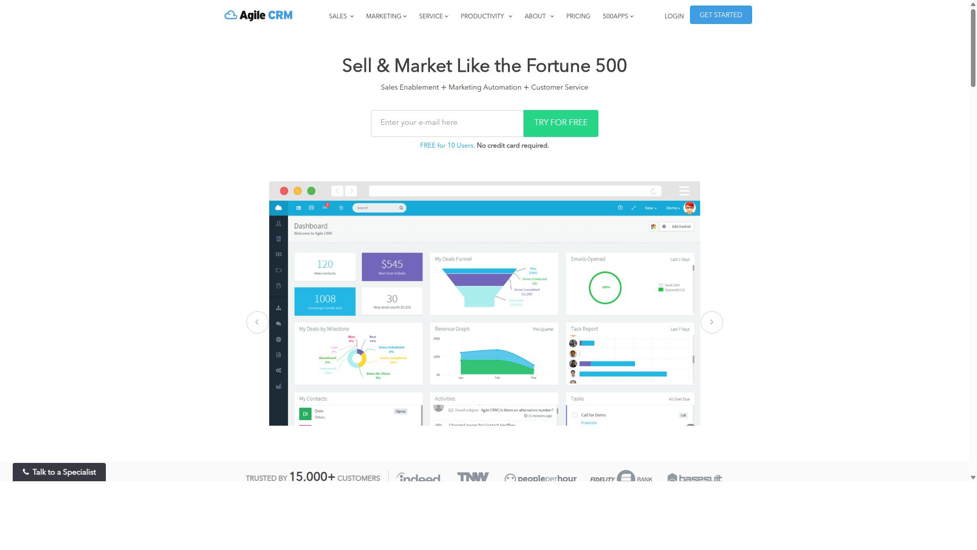 Agile CRM website