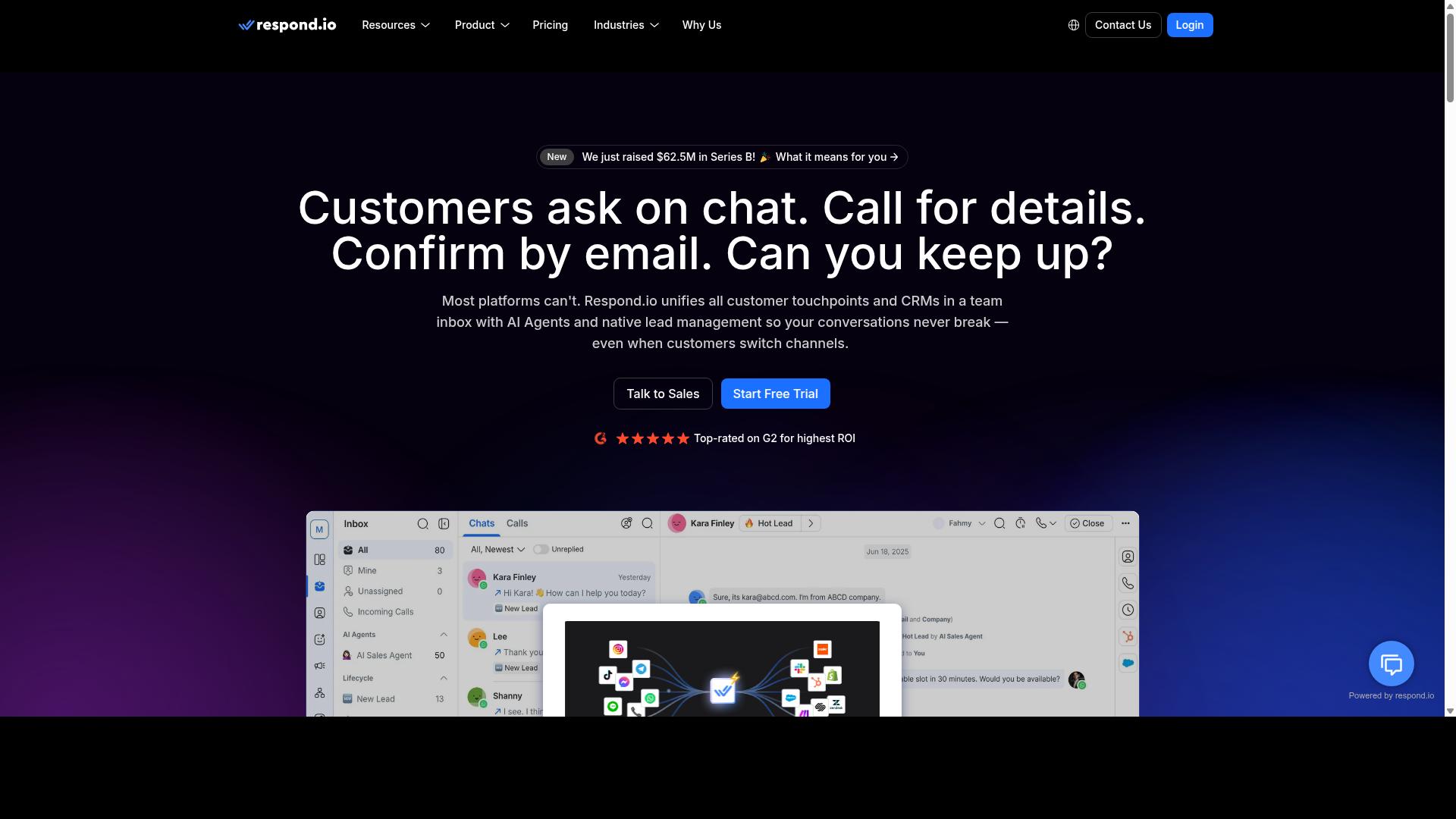 Respond.io website