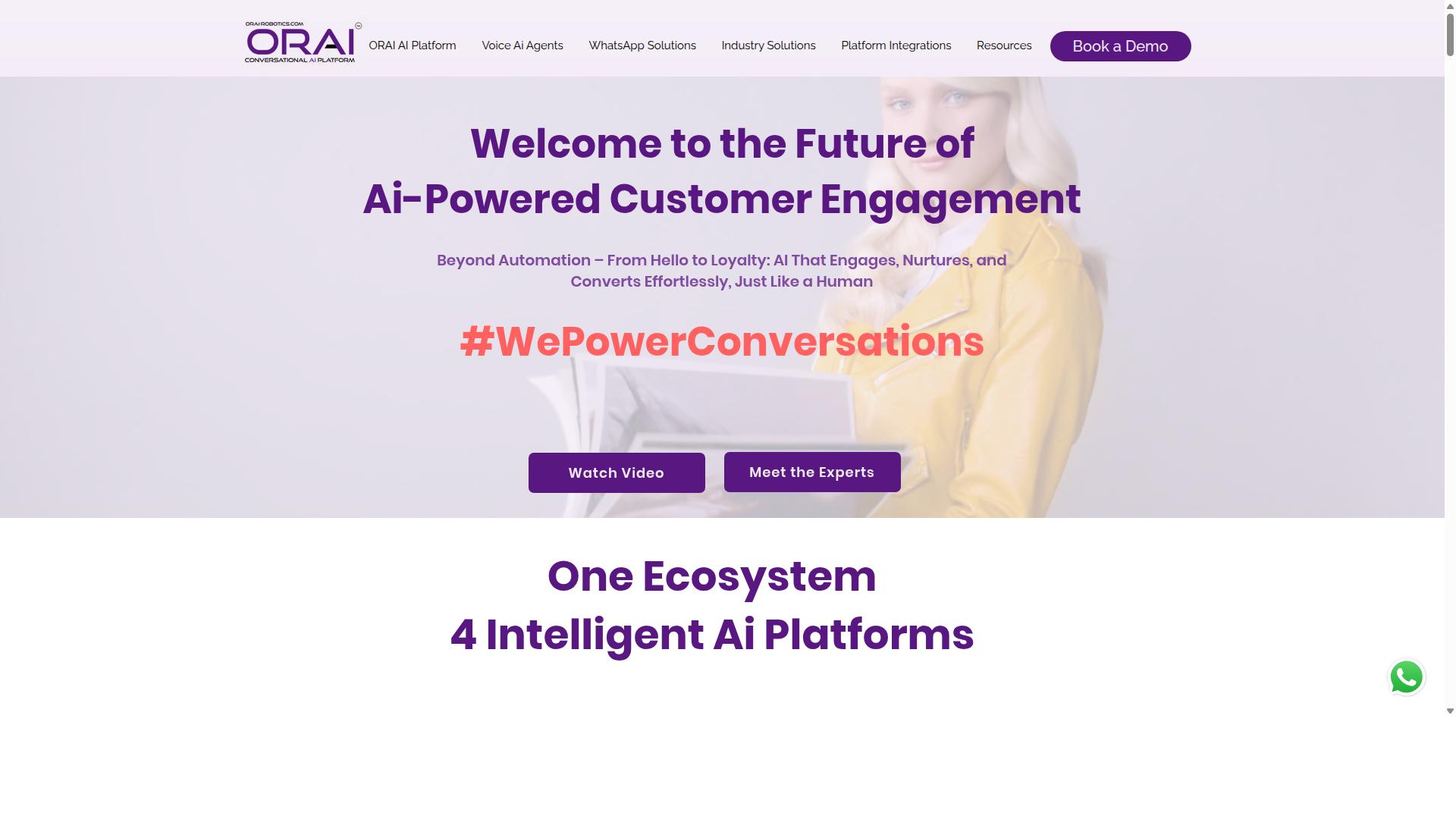Orai-Robotics Business Chatbot website