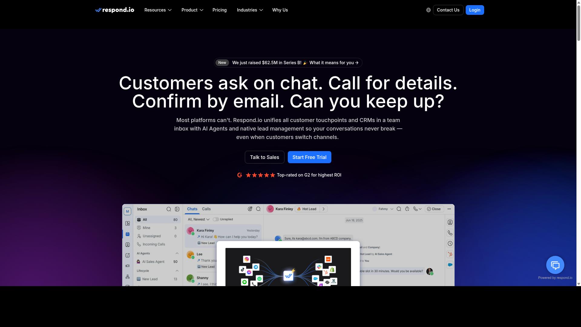 Respond.io website