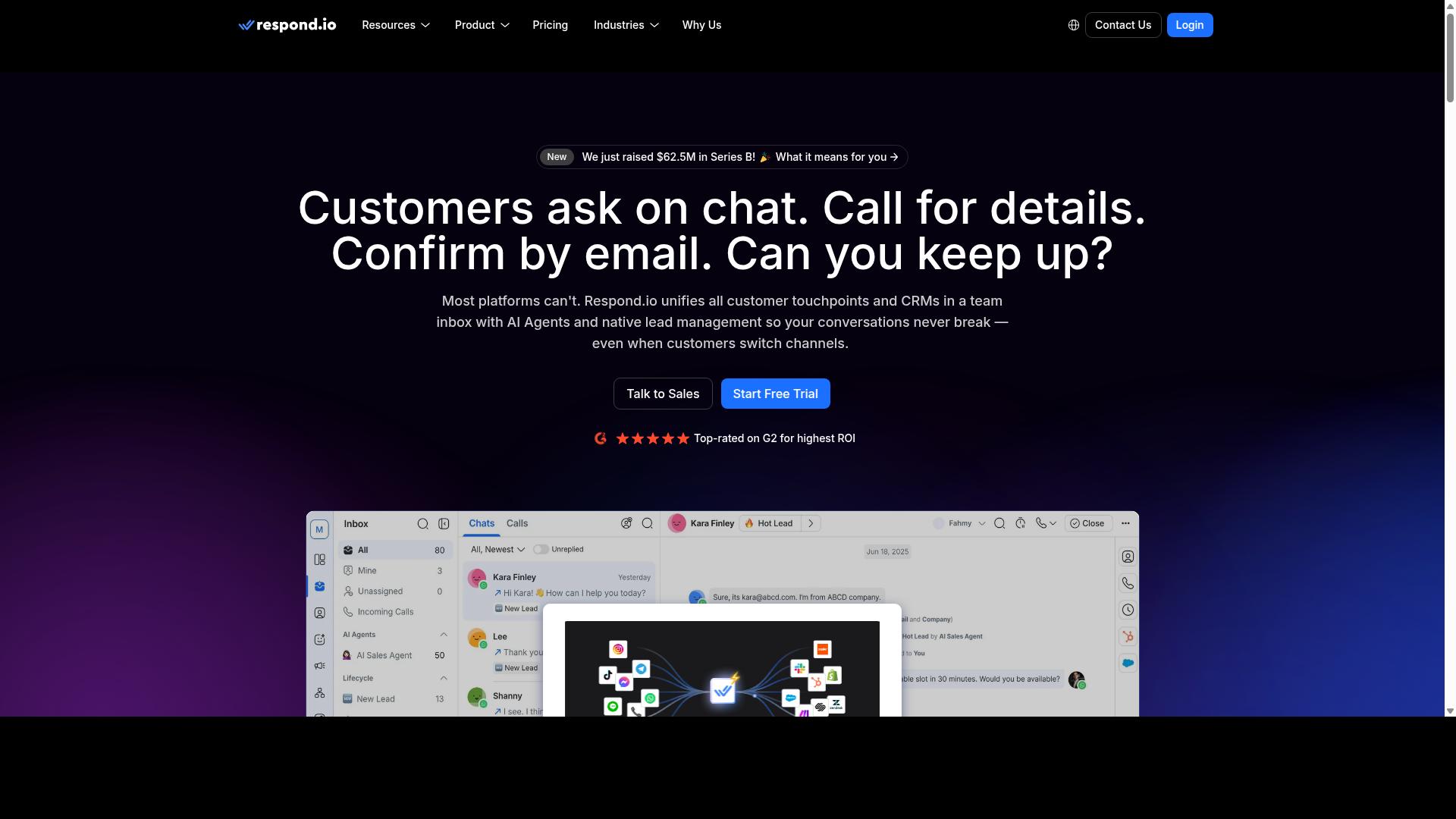 respond.io website