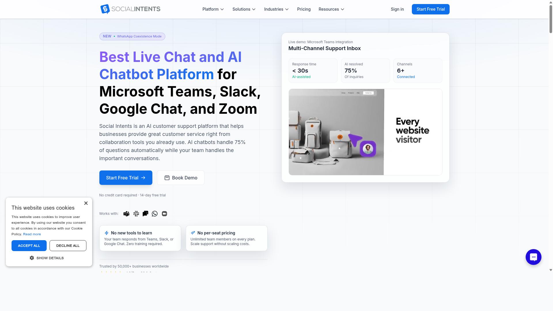 Social Intents website