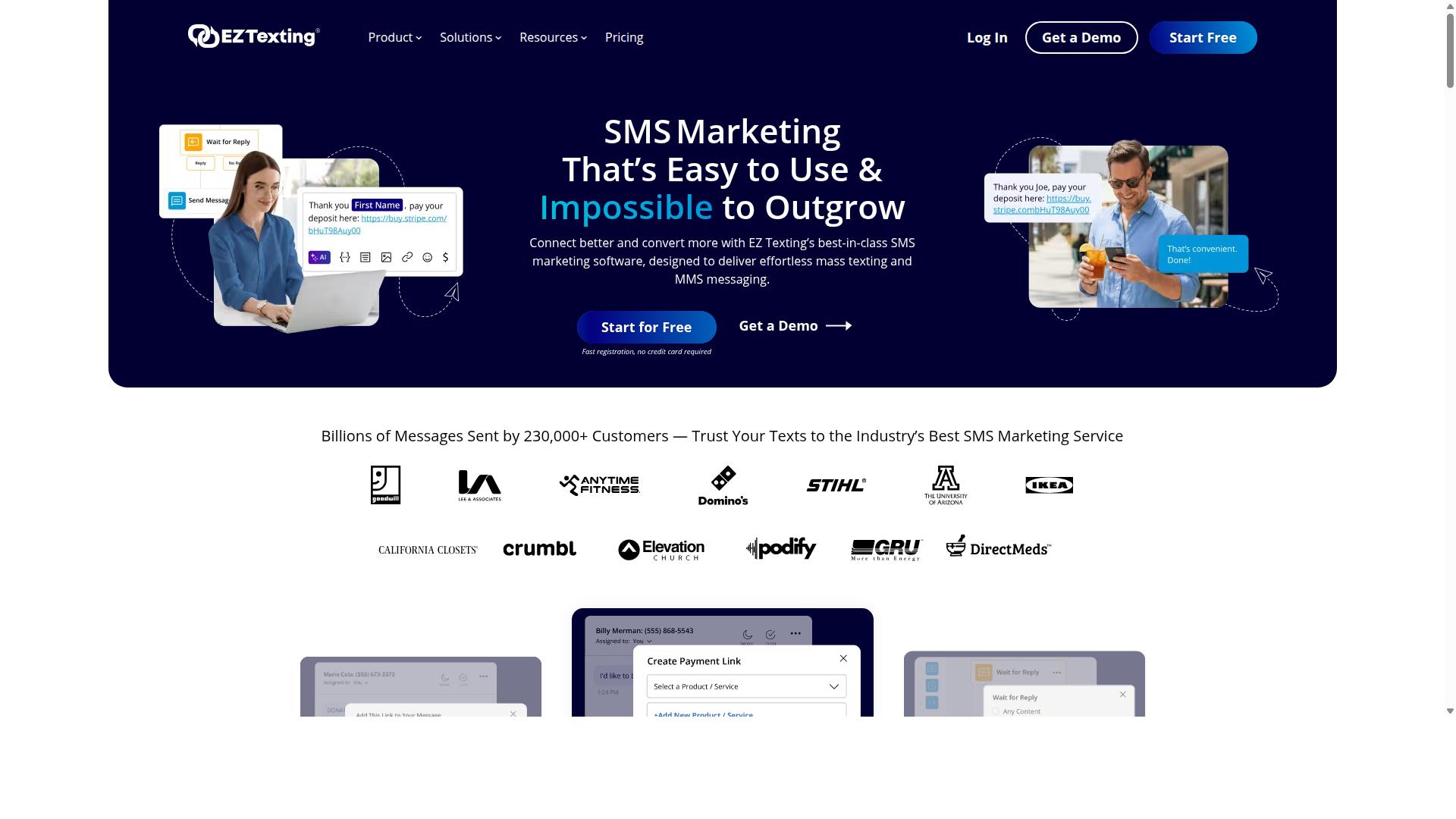 EZ Texting website