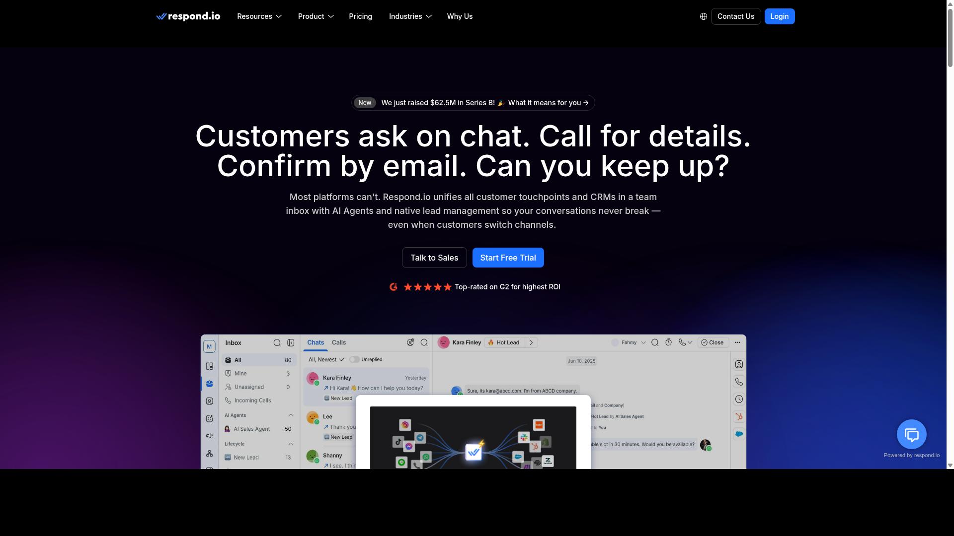 Respond.io website