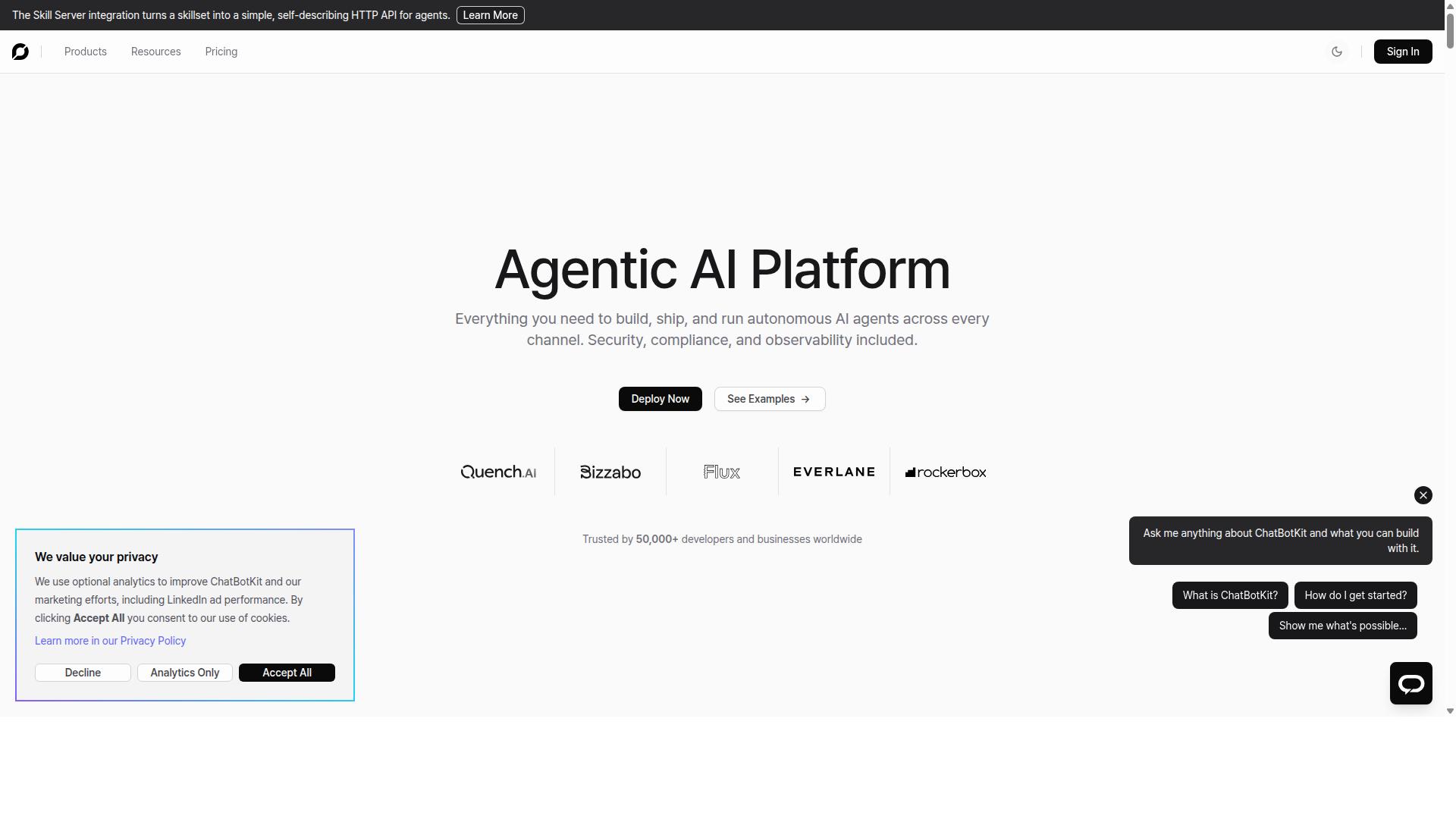 ChatBotKit website