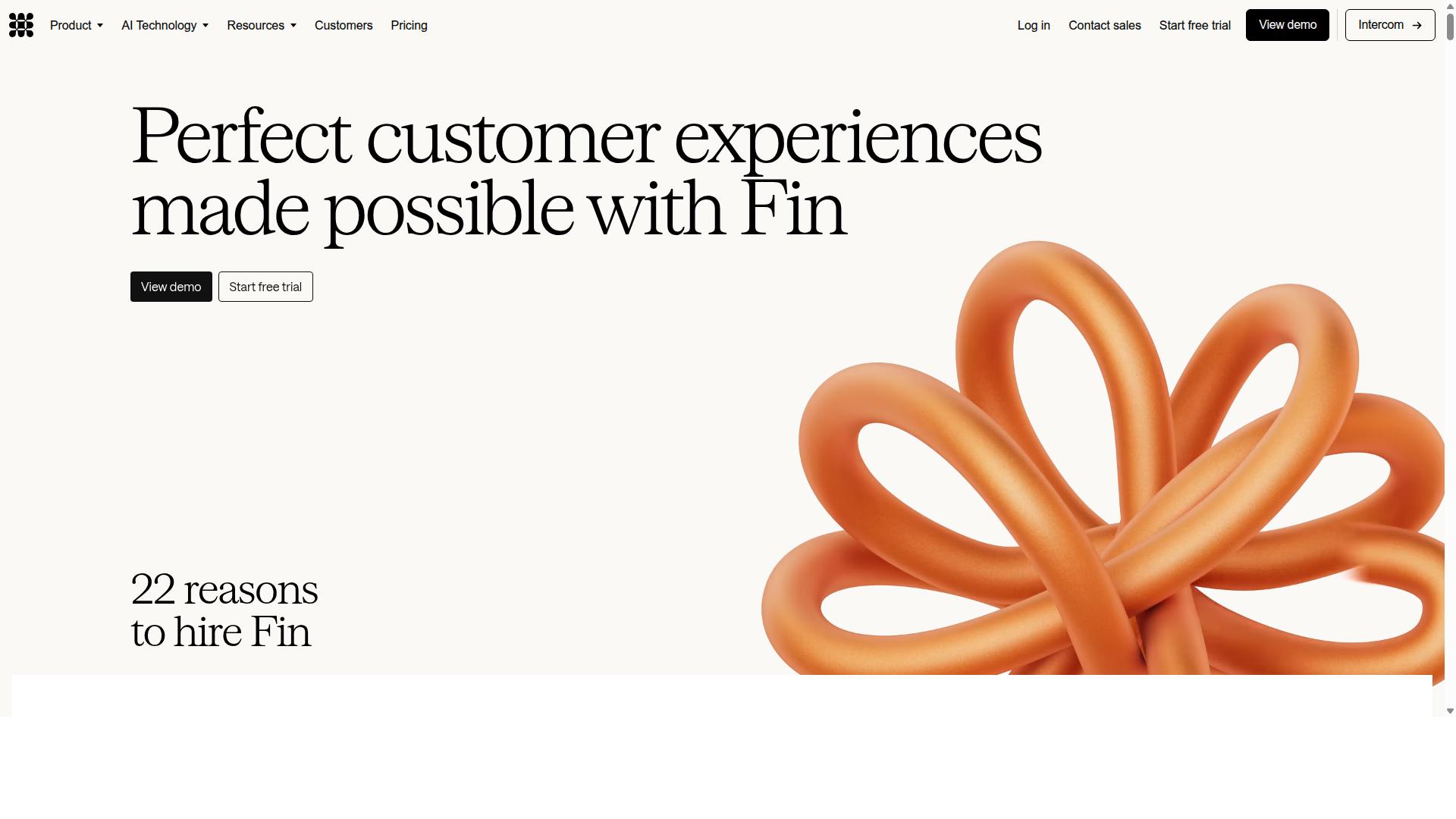 Intercom Fin website