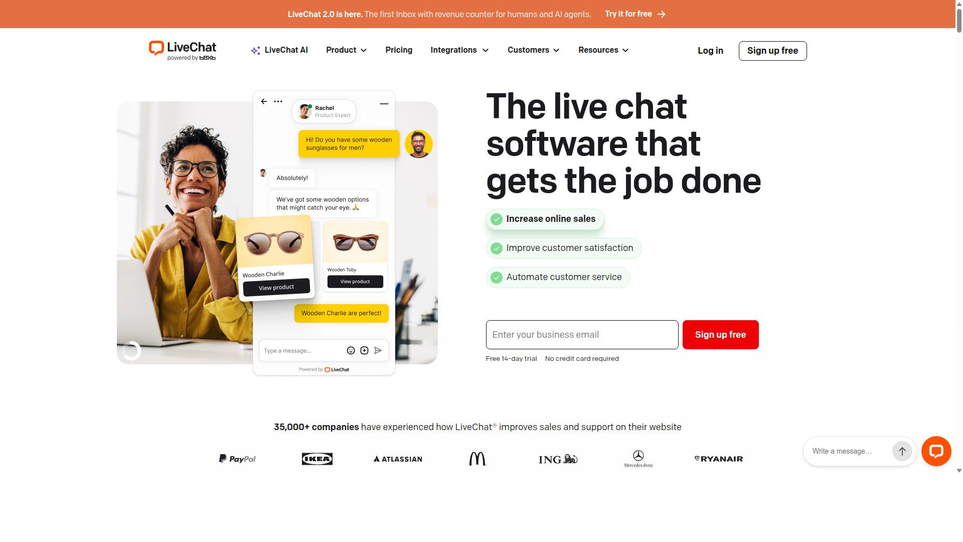 LiveChat website