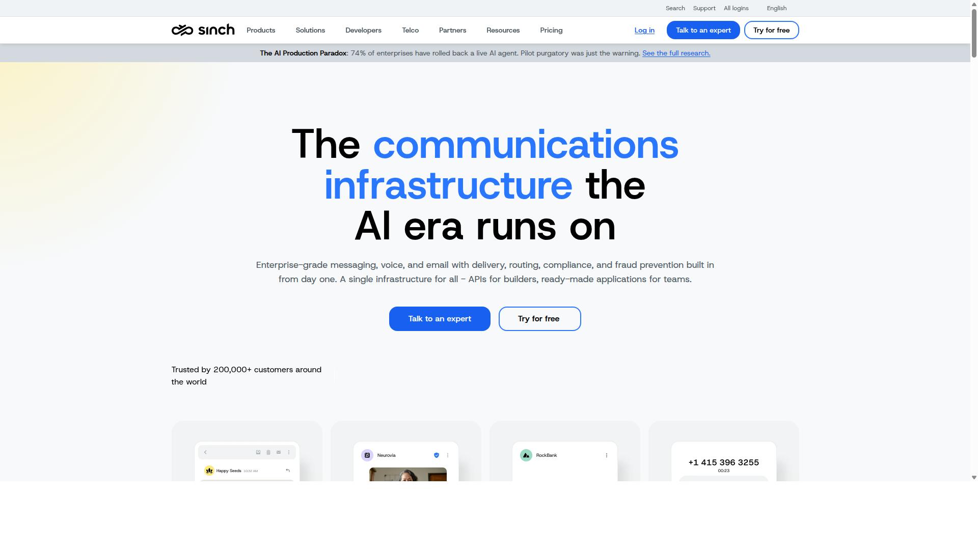 Sinch website