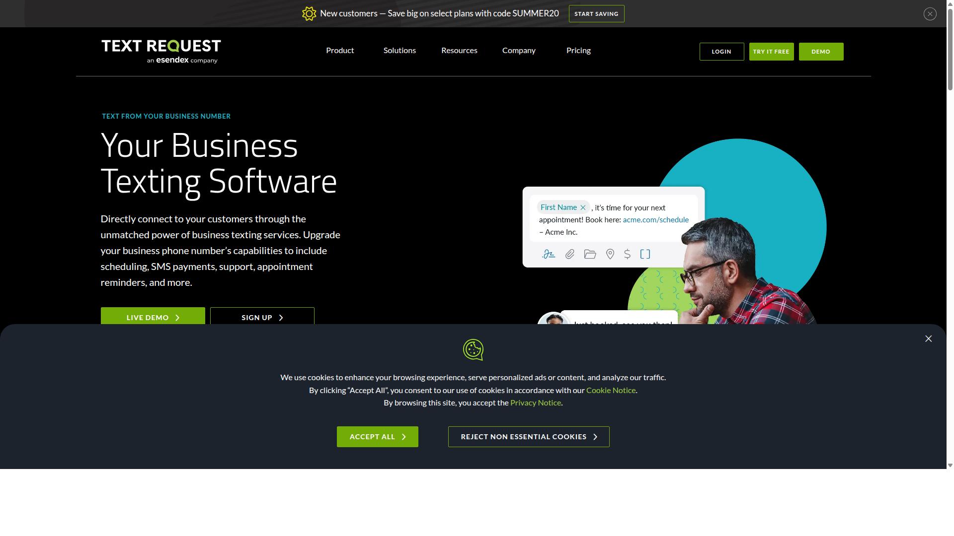 Text Request website