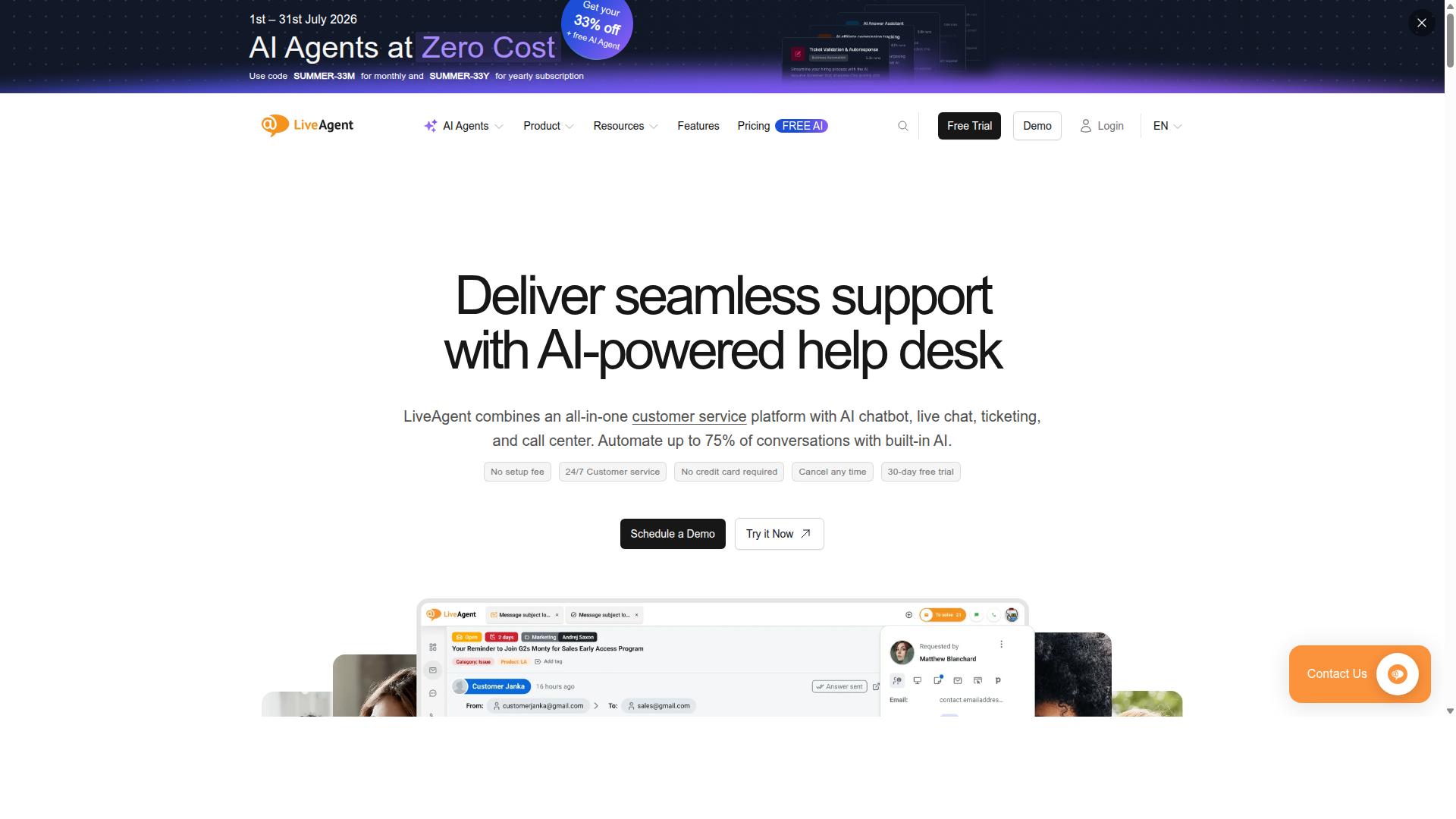 LiveAgent website
