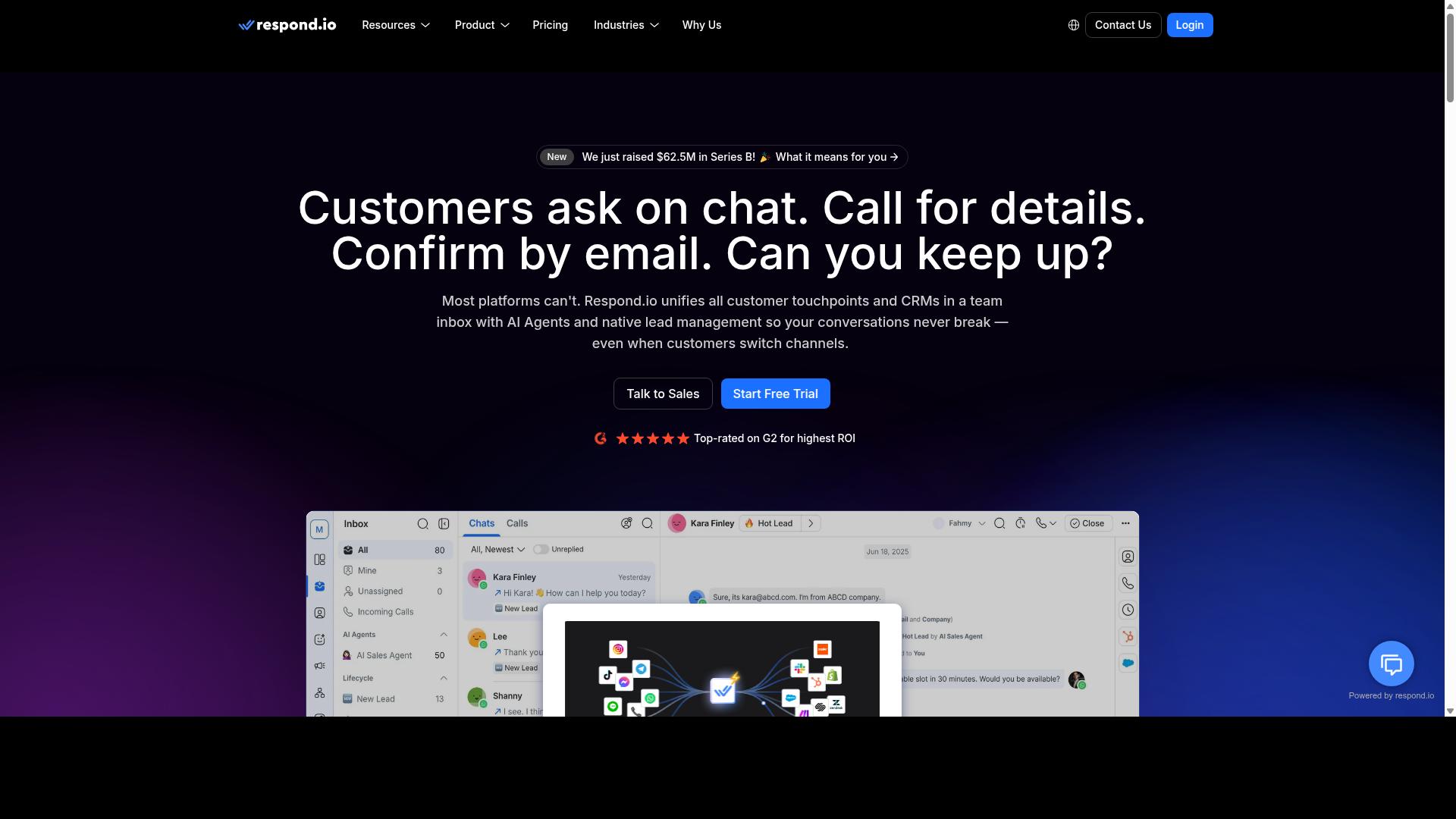 Respond.io website