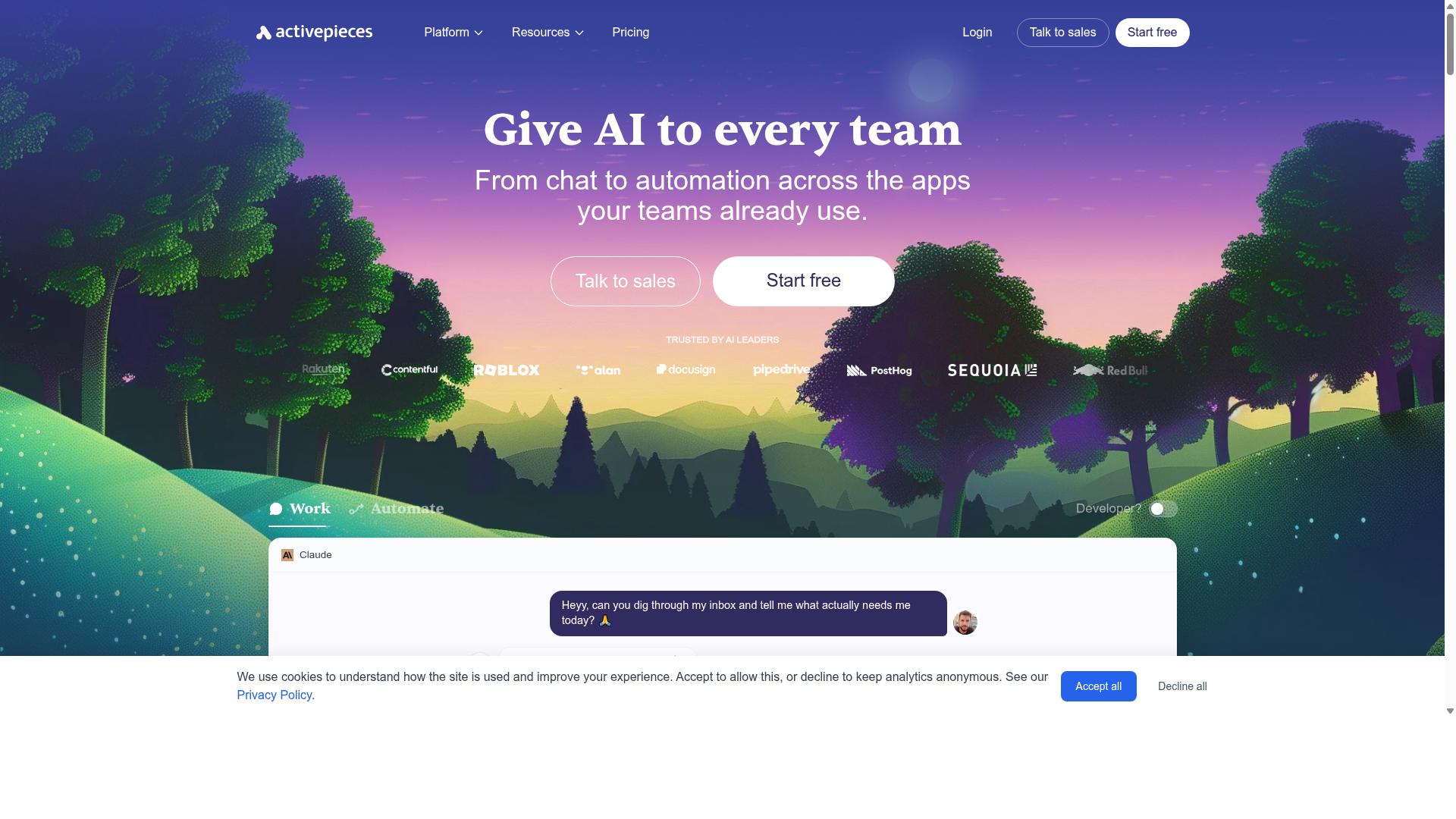 Activepieces website