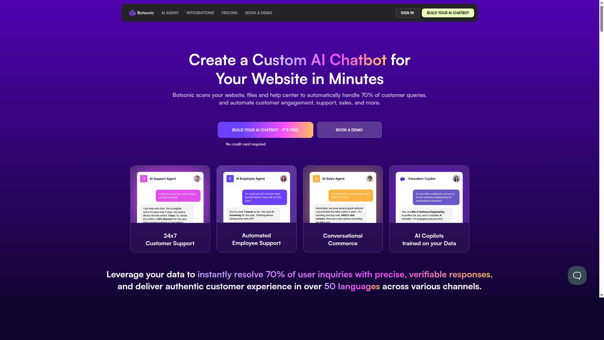 Botsonic website