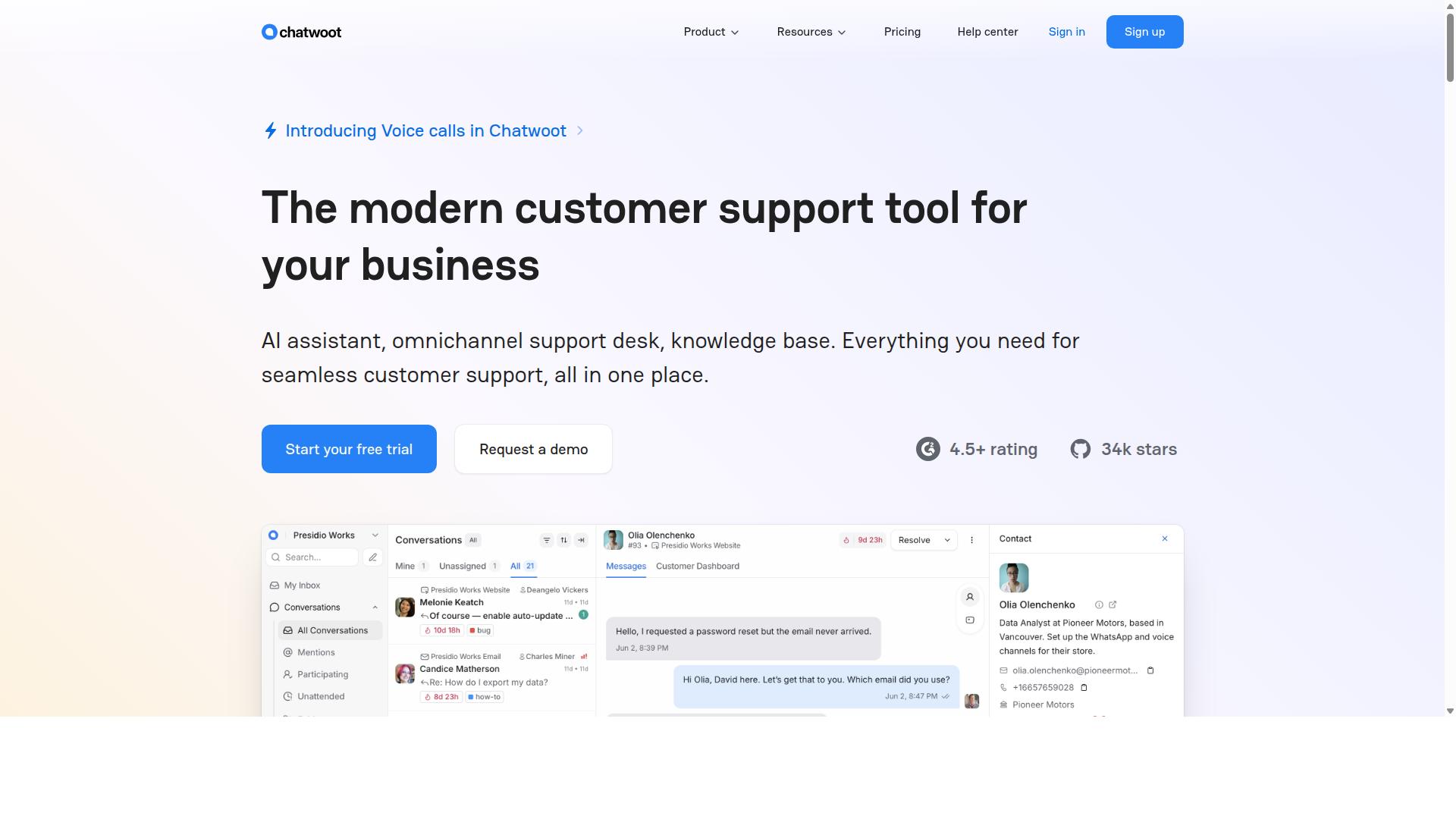 Chatwoot website