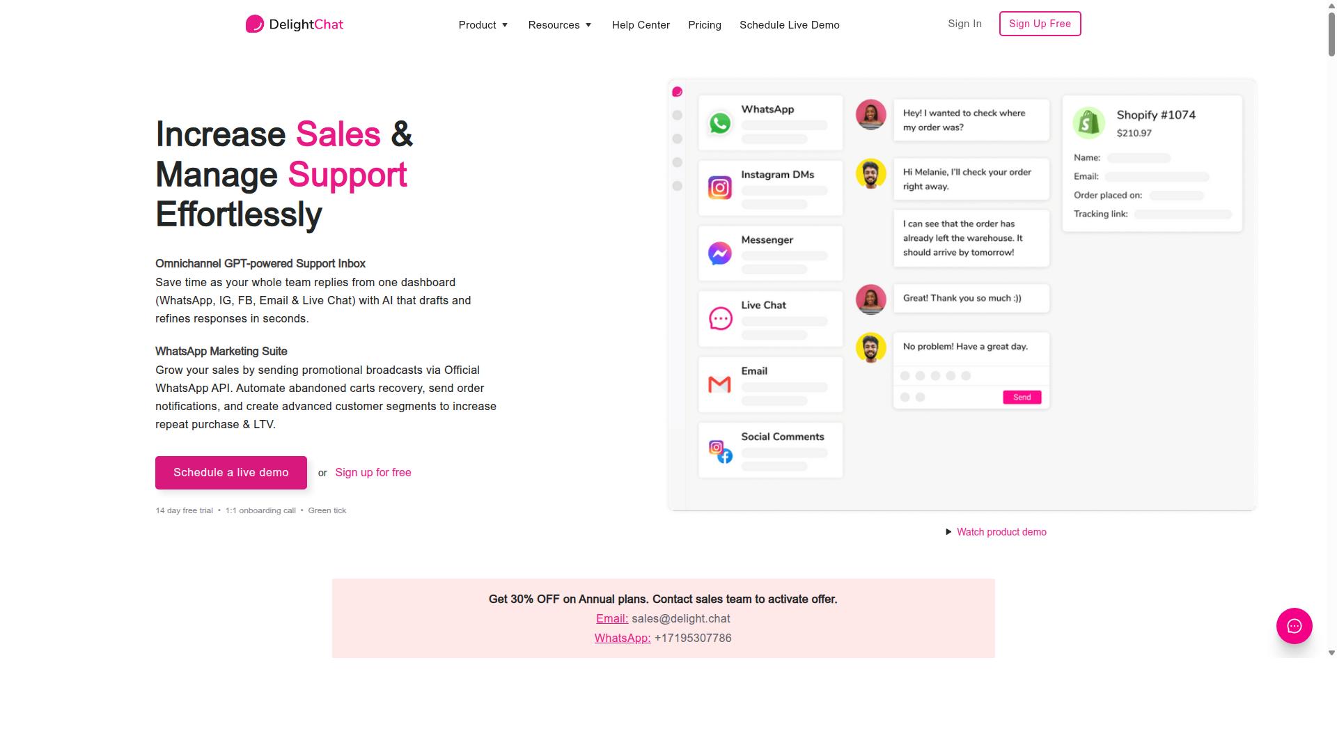DelightChat website