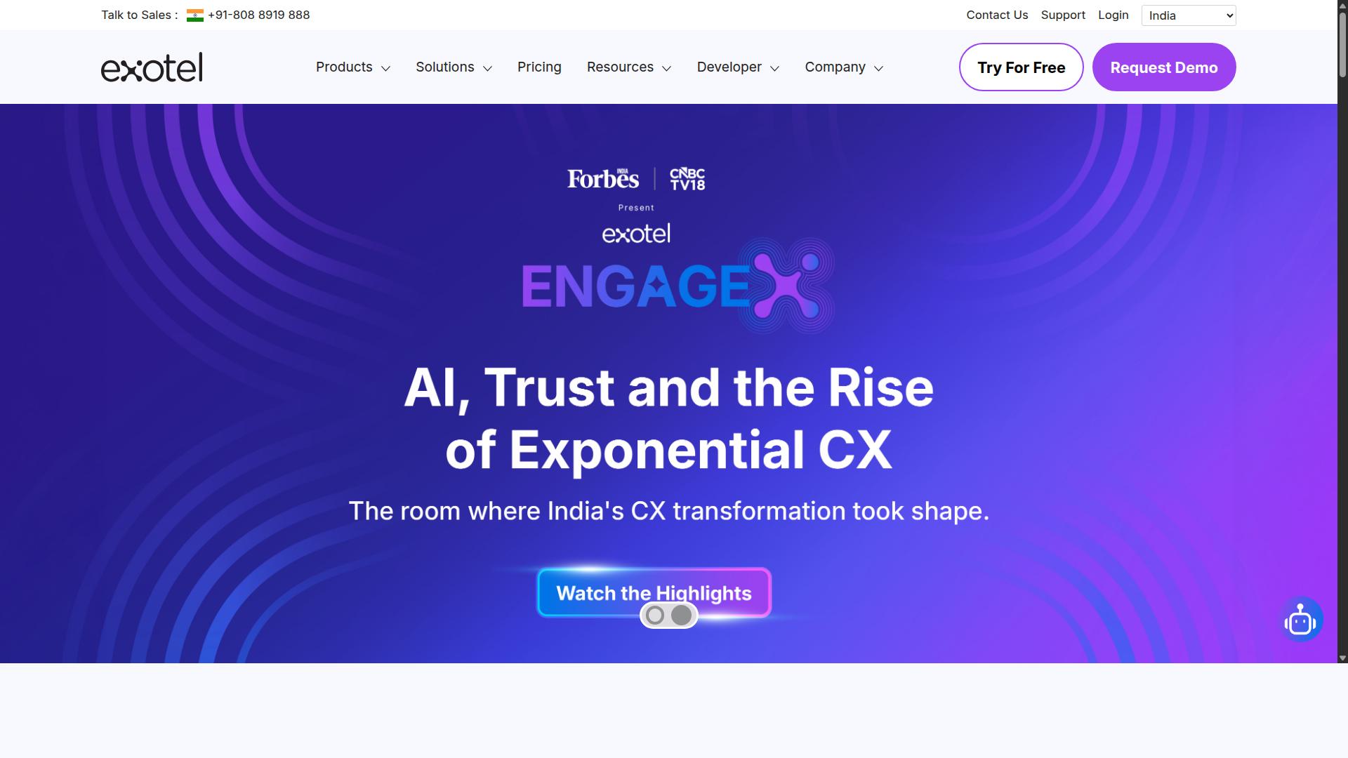 Exotel website