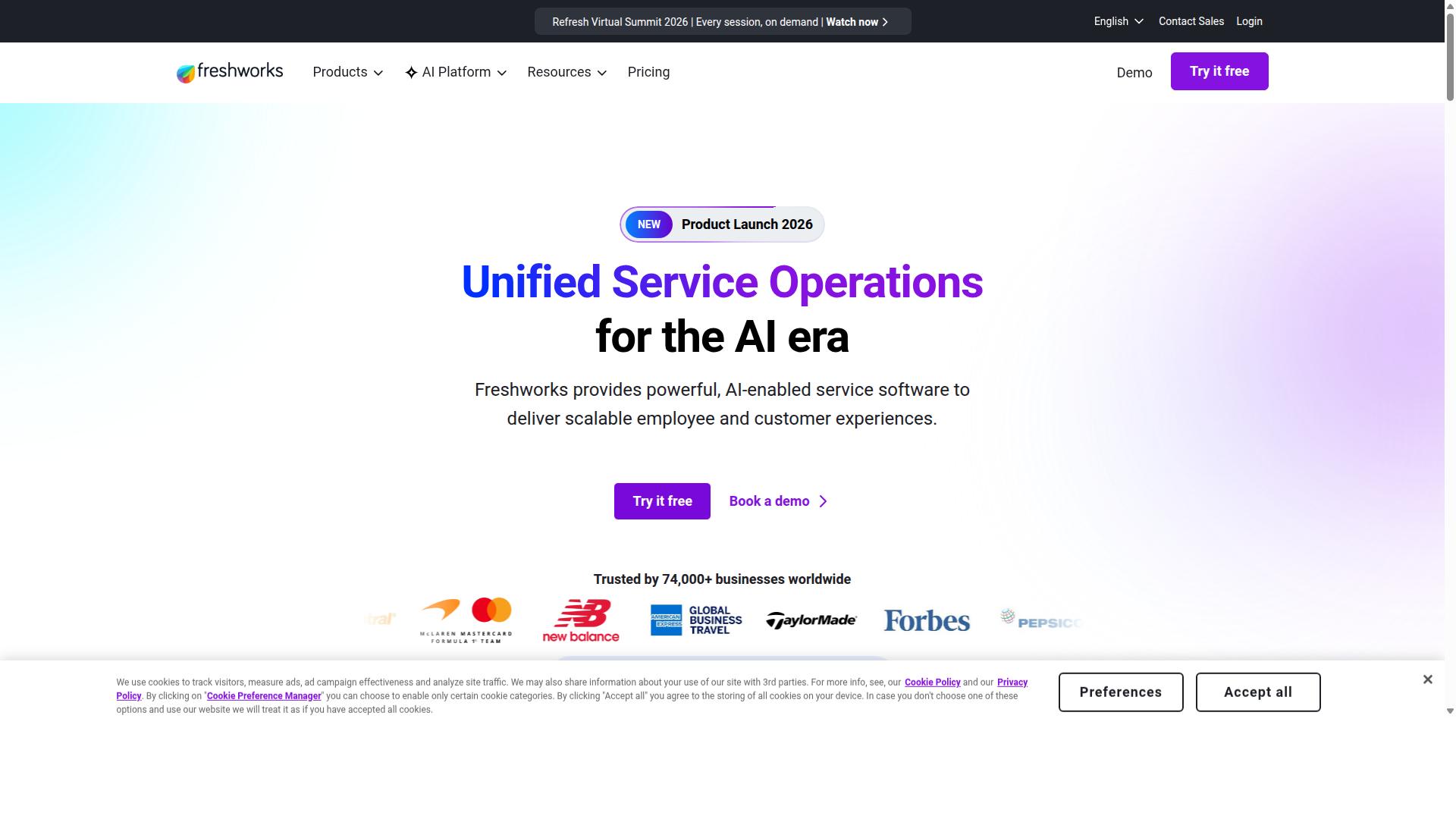 Freshworks website