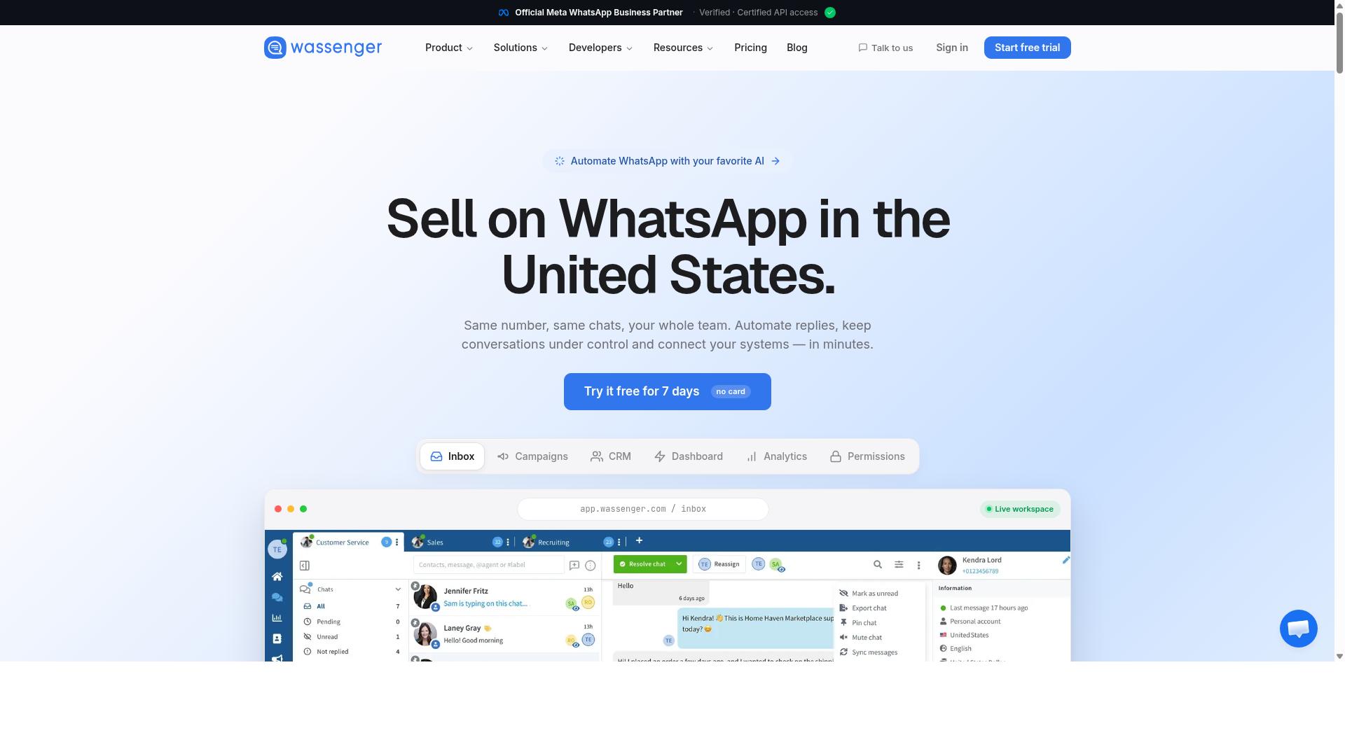 Wassenger website